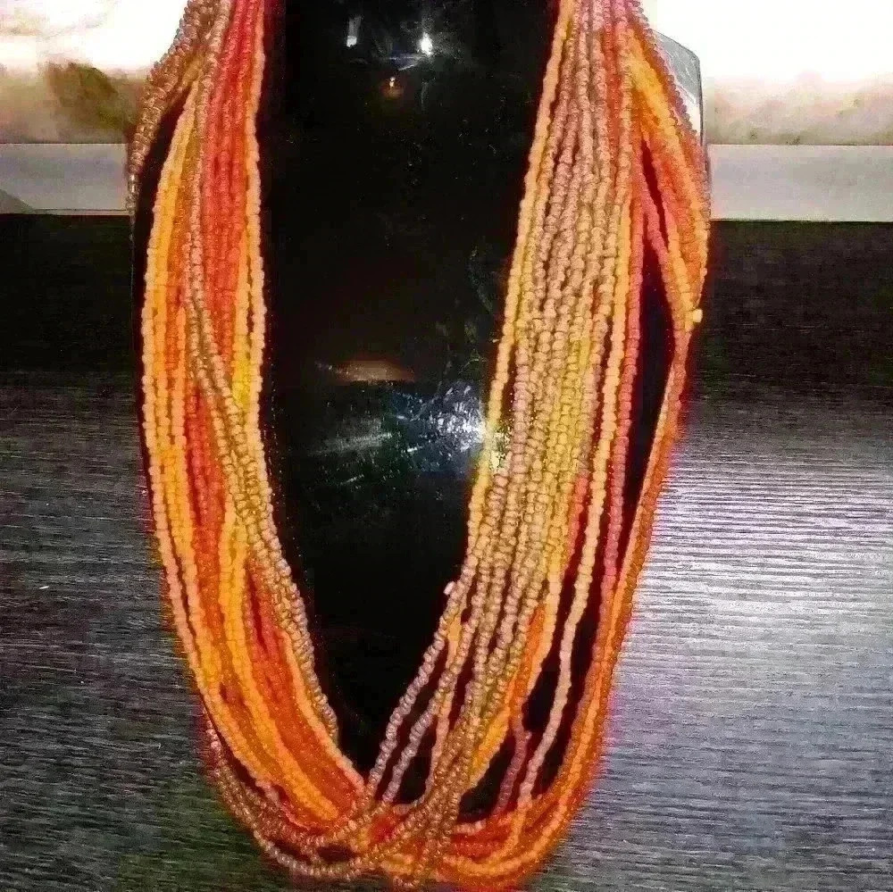 Warm Tone Beaded Necklace Multi Strand.Nwt - Picture 10 of 16